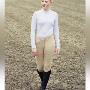 Horze Breeches Equestrian Knee Grip Riding Safari Khaki Stretch Pants, size 28